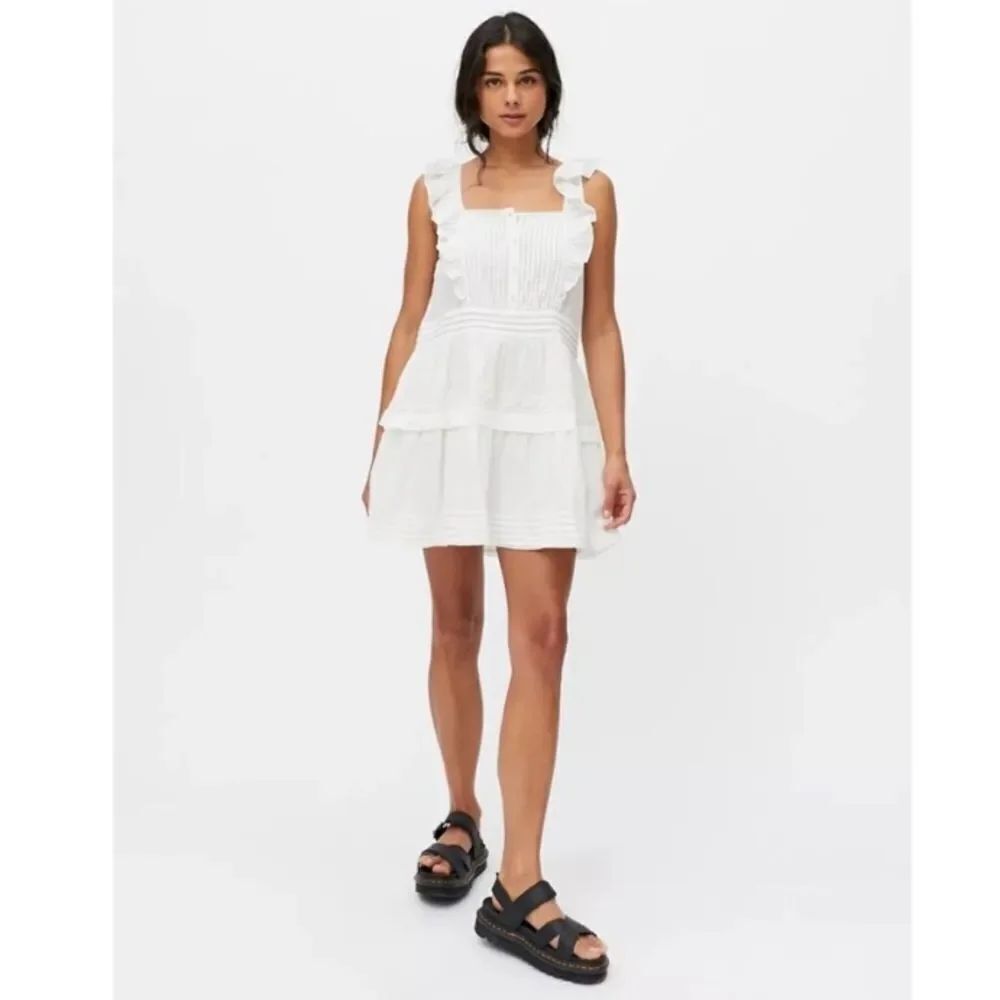 NEW UO Urban Outfitters Women's Liz Ruffle White Mini Dress S